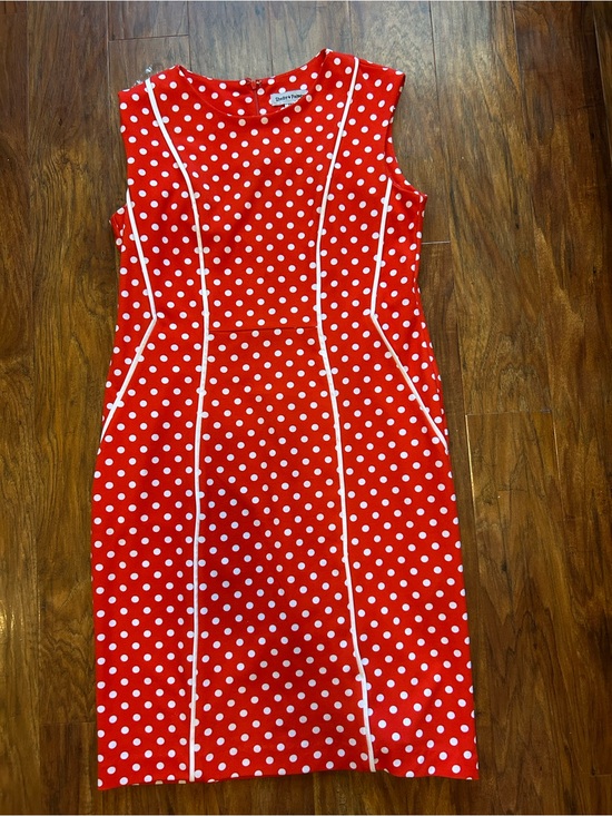 Shelby & Palmer Dresses & Skirts - Red  and White Polka Dot Midi Dress 70s Inspired Retro Costume Modest Summer